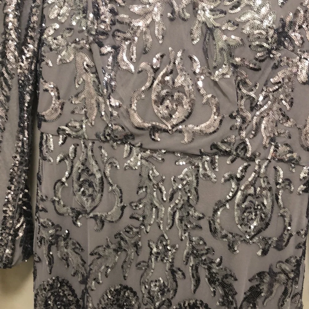 R&M Richards Silver Long Sleeve Dress